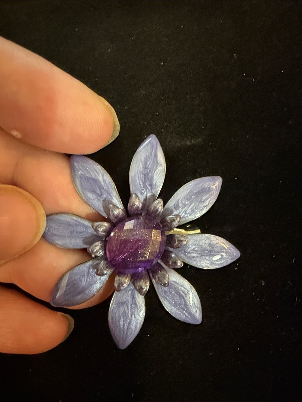 Purple Floral Gemstone Brooch - Women's Jewelry